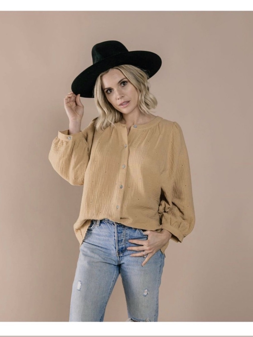 Mustard Yellow Textured Long sleeve Blouse